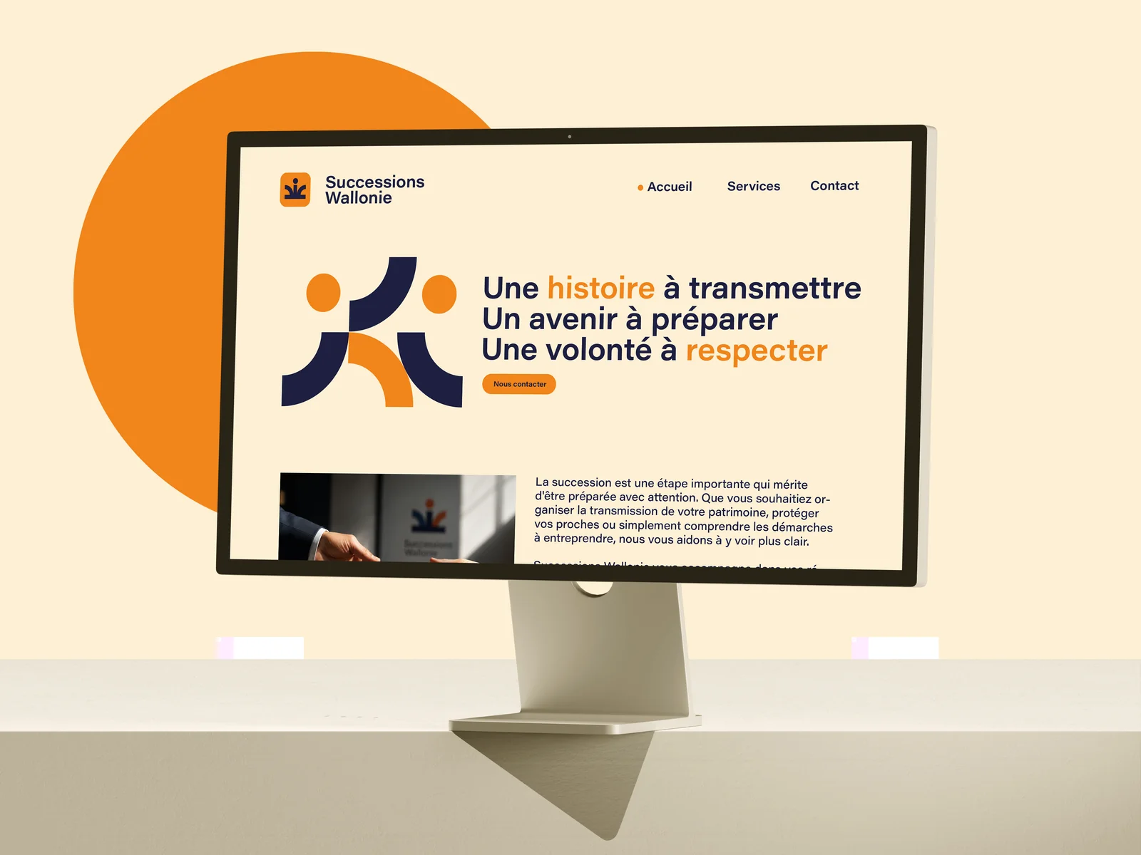 Successions Wallonie — présentation du site sur écran